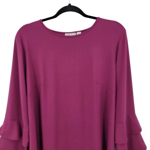 Joan Rivers Magenta Pink Ruffle Sleeve Top Sz XL Womens Blouse Fuchsia Stretch - Picture 4 of 9